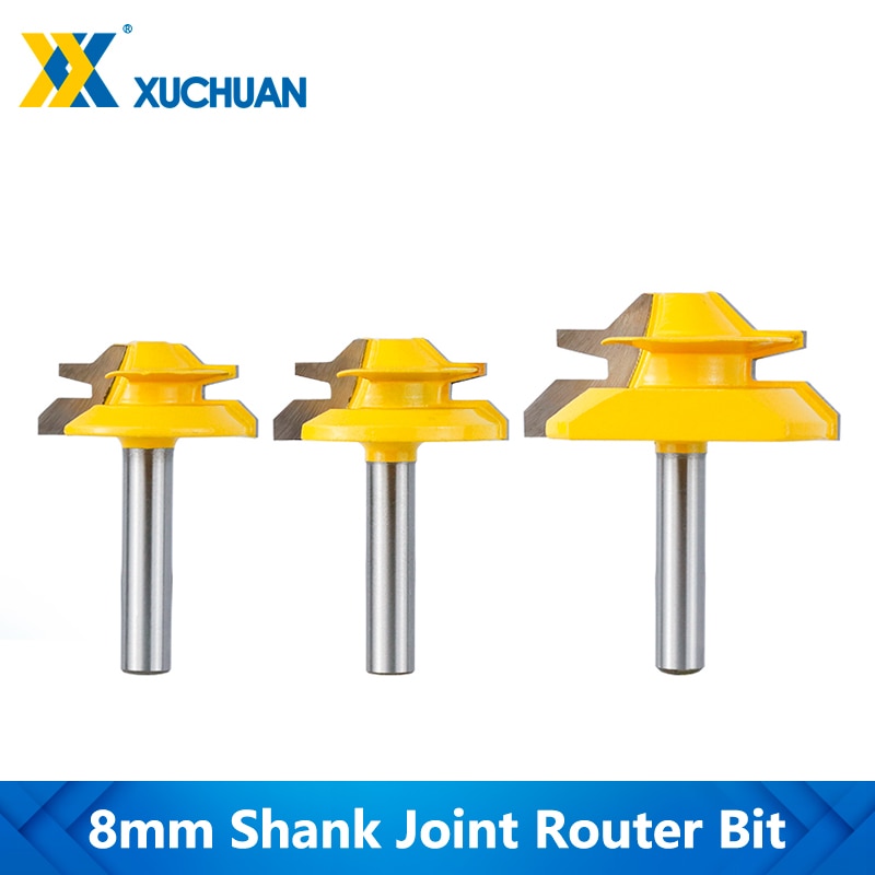 Lock Miter Router Bit Tenon Router Bit 8mm Shank CNC Router Bits 45 Degree For Wood Engraving Tool Tungsten Carbide Milling Cutt