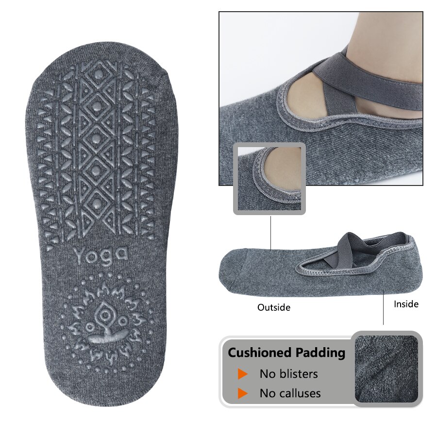 Fitness Nicht-Unterhose Griffe &Ampere; Riemen Yoga Socken Bandage Baumwolle Pilates Socken Reine Stange Ballett tanzen Atmungsaktive trainieren Fitnessstudio für Frauen