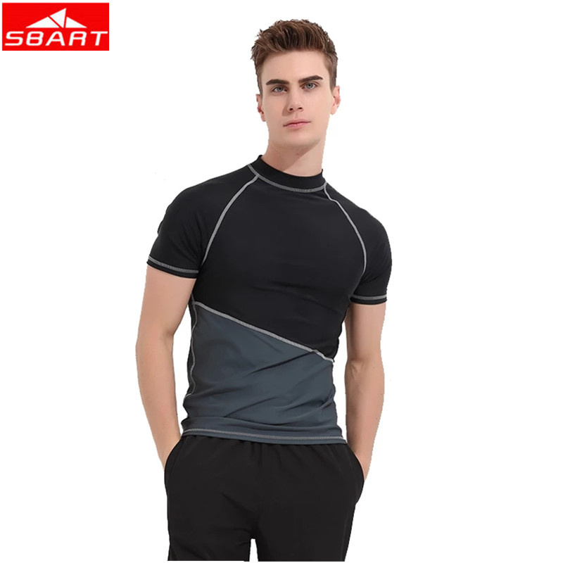 Split Maar Rashguard Korte Mouwen Wetsuit T-shirt Maren Sneldrogende Surfen Badmode. Geweldig. Uv Zwemmen Rash Guard Baden Sui: Black / L