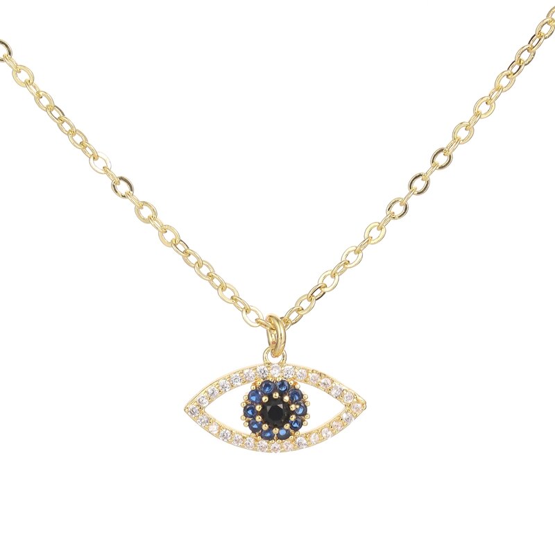 SIPENGJEL Trendy Cubic Zirconia Evil Eye Pendant Necklace For Women Korean Minimalist Necklace Girls Party Jewelry: GOLD