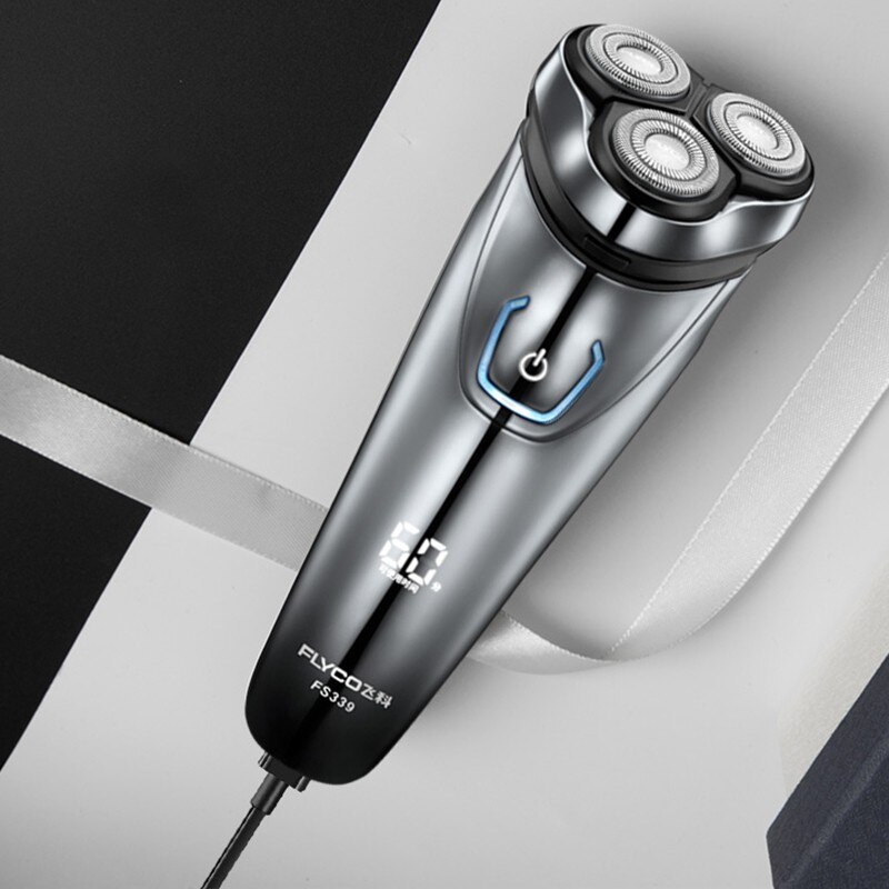 100% Original Flyco FS339 Electric Shaver Electric Razor Barbeador IPX7 Waterproof 1 Hour Rechargeable Washable Rotary for Men