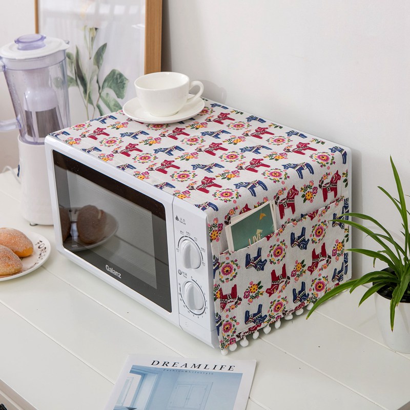 Magnetronhoes voor thuiskeuken oven stofdichte hoes katoenen linnen elektrische oven beschermhoes handdoek keukenaccessoires