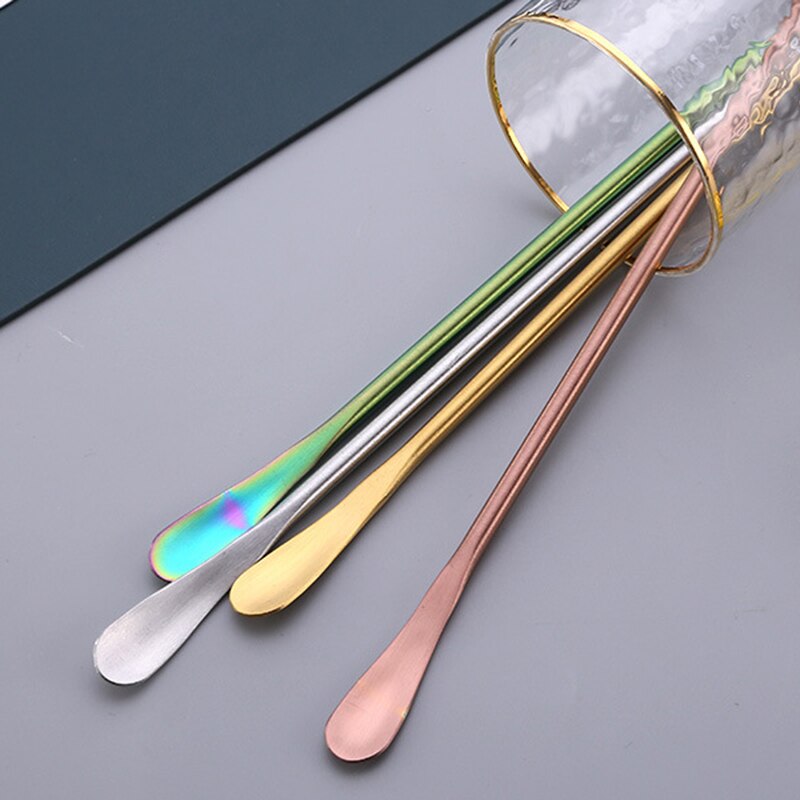 Newly Korean Style Long Handle Mixing Spoon 304 Stainless Steel Wine Coffee Stirring Spoon Stirring Rod TE889