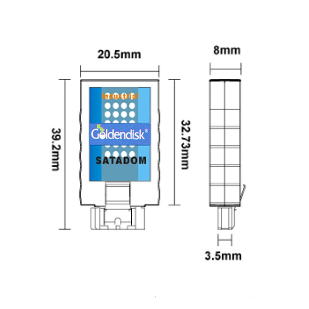 Goldendisk 7PIN SATA DOM 32 go disque SSD module SATA II 3 Gb/s NAND MLC carte mémoire Flash interne pour le contrôle industriel IPC