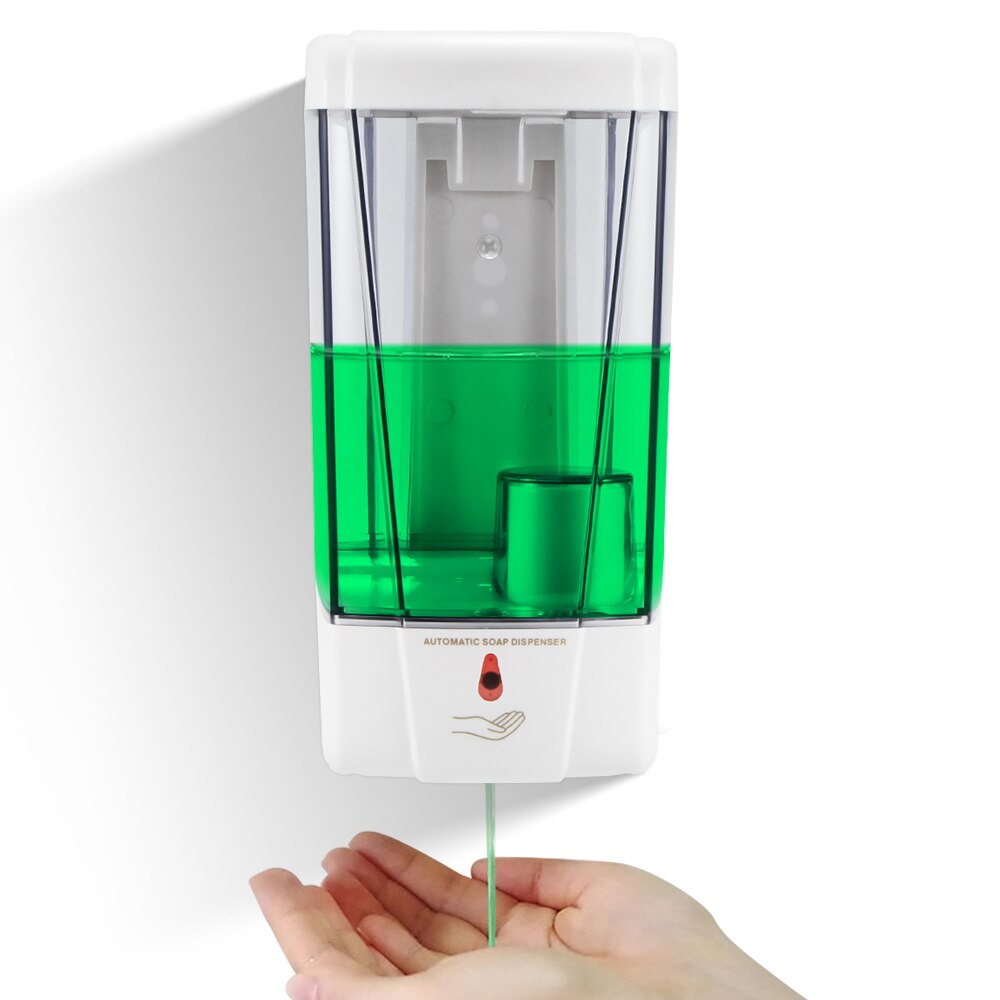 Battery-Powered 1000ml Wall-Mounted Automatic Soap Dispenser For Liquid Soap, Soap Dispenser Upright Dry Tray Plastic Drip Tray: Transparent 1000ML
