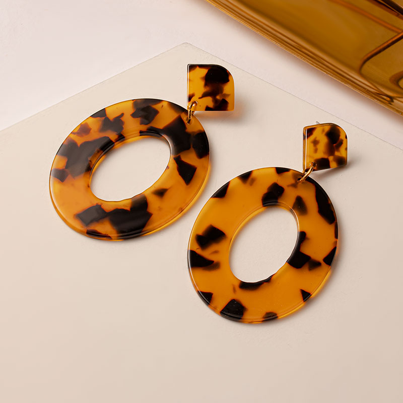 Pendientes llamativos coreanos para mujer, aretes con colgantes geométricos acrílicos marrones, aretes dorados, joyería