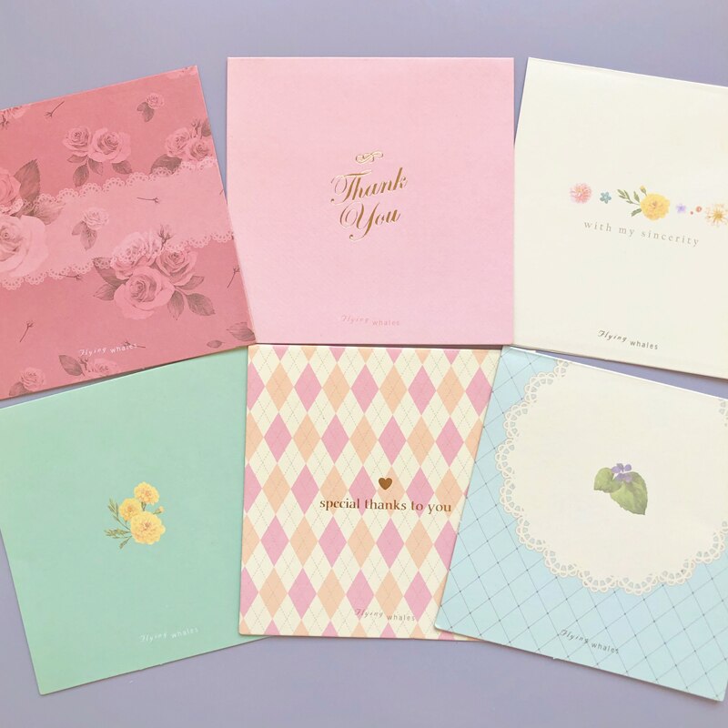 1 Set = 6 Cards Greeting Card + 6 Envelope Cards for Festival Wishing Cards