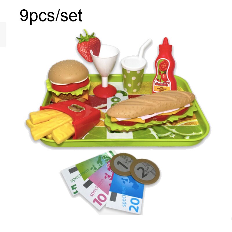 Jouets éducatifs de cuisine, nourriture artificielle pour enfant, ensemble de jeux de simulation, hamburger, dog, frites, fast food, restauration rapide,