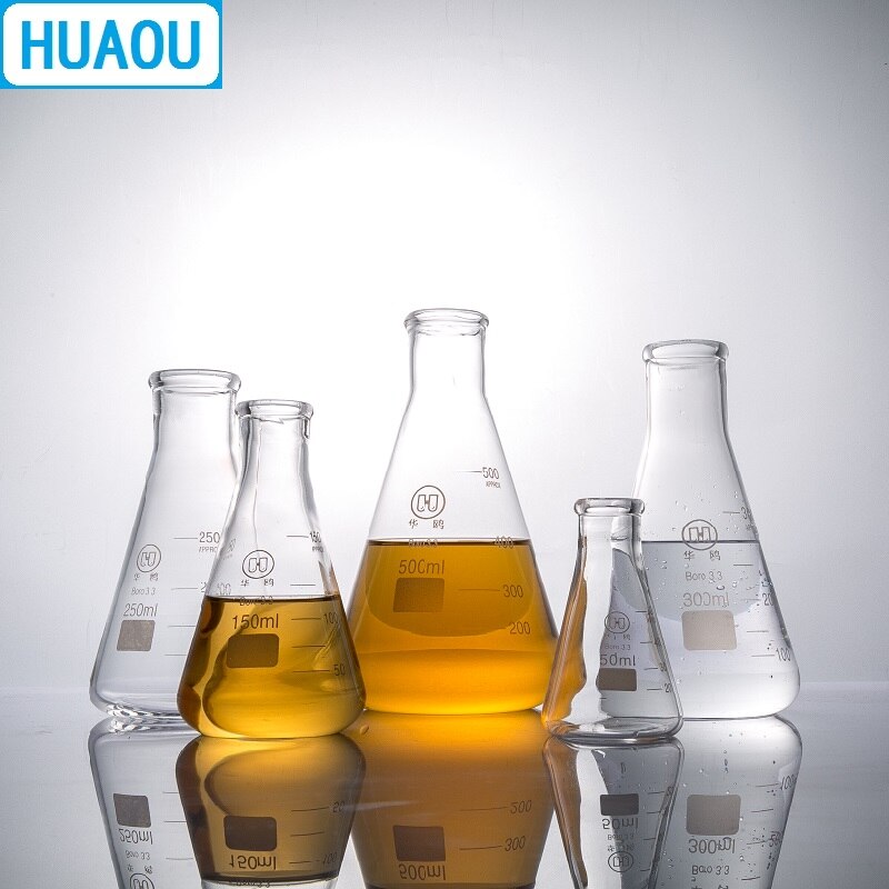HUAOU 1000 mL Erlenmeyer fiole Borosilicate 3.3 verre col étroit conique Triangle fiole laboratoire équipement de chimie