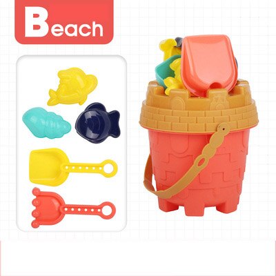 Zomer 7Pcs Strand Gereedschap Set Zand Spelen Speelgoed Voor Kids Fun Water Beach Seaside Gereedschap Kind Zandloper Schop Tool: red sand bucket