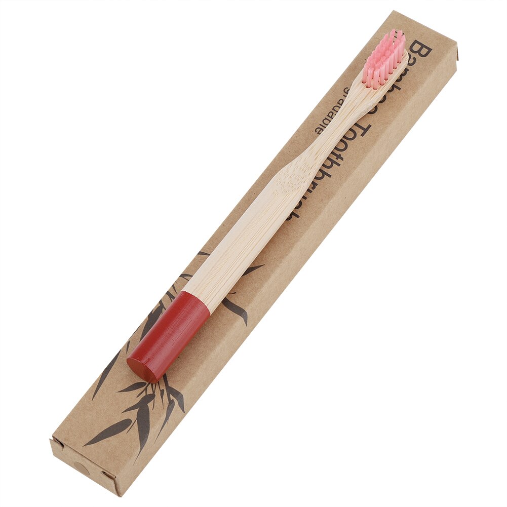 Crianças escova de dentes de bambu 1 pc crianças macio cabelo de madeira escova de dentes natural bambu lidar com cuidado oral eco amigável escova de dentes: Pink