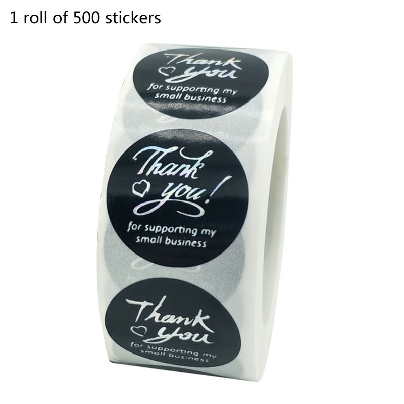 500 stuks bedankstickers van goud en zilverfolie voor een kleine winkel en bruiloft  y5le