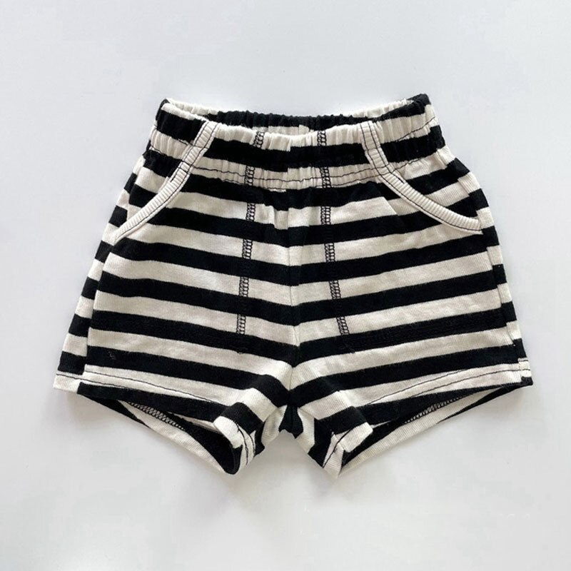 Boutique Streep Stippen Shorts Voor Jongen Meisje Anti-Rimpel Met Pocket Baby Meisje Zomer Kleding Outdoor Strand Toevallige Strakke riem Broek