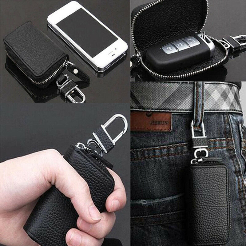 Men Women Key Holder Hanger Case Leather Keychains Pouch Bag Car Wallet Key Ring