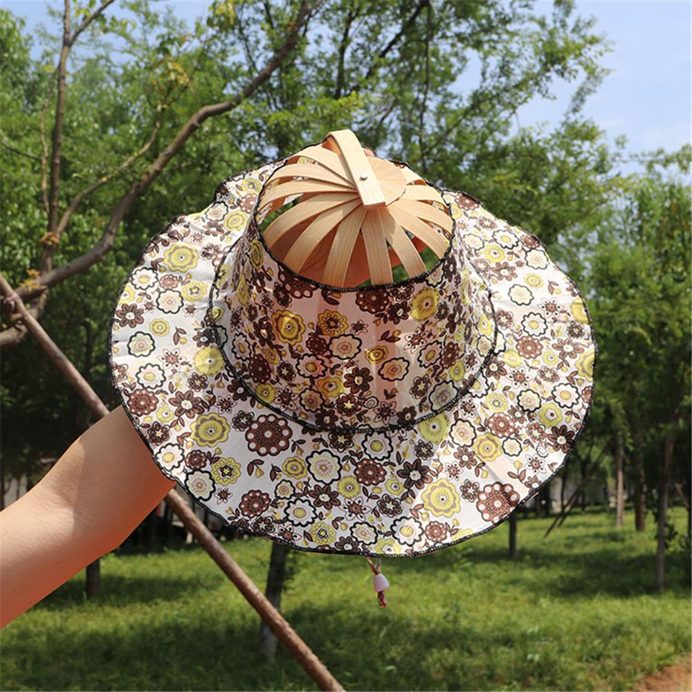 Gorros plegables con estampado Floral para mujer y niña, sombrero de bambú plegable, para el Sol, para viaje: B
