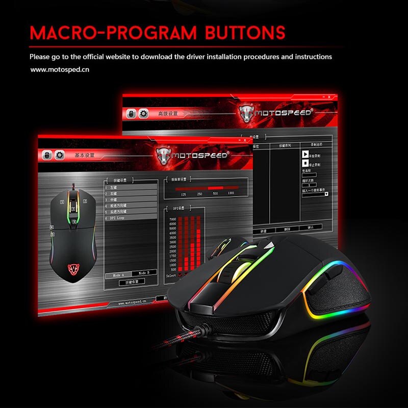 Motospeed – souris optique de jeu V30 RGB, 3500 DPI, rétroéclairée, éclairage LED, pour PC et jeu Gamer