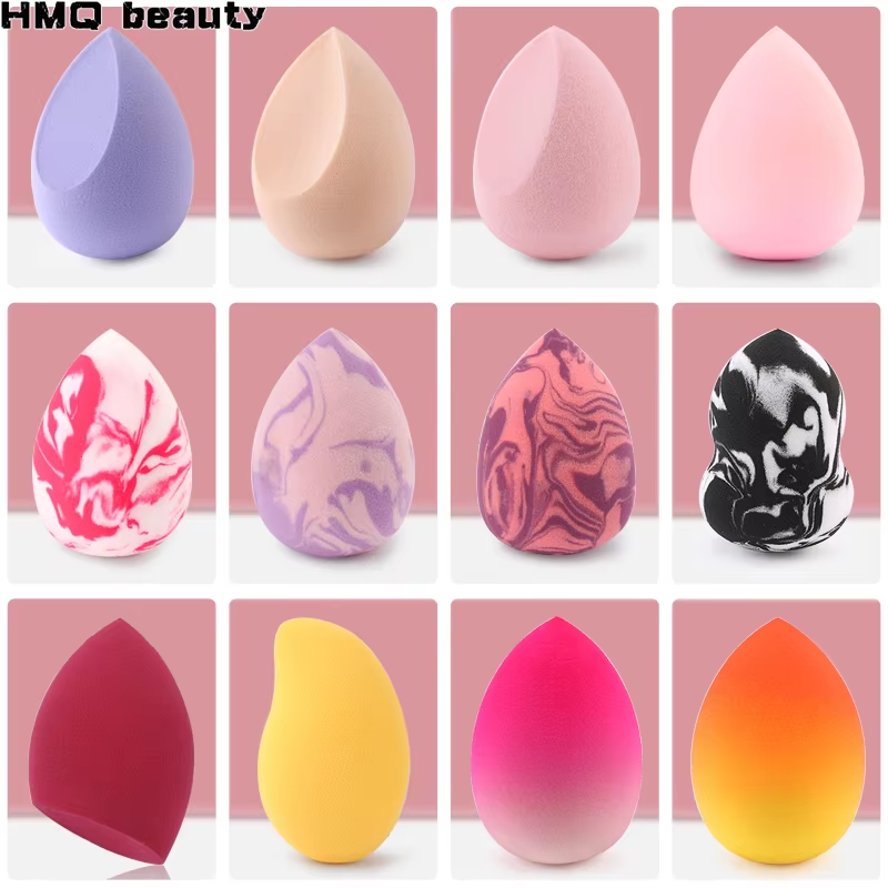 Esponja de maquillaje veteado con forma de gota de agua, esponjas correctoras para base, polvo mezclado húmedo seco, esponja cosmética, accesorios de maquillaje