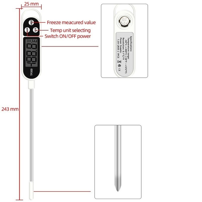 TP300 Lebensmittel Thermometer Thermometer Küche Werkzeug Digitalen Stift Sonde Braten Baby Milch Thermometer Kochen Thermometer