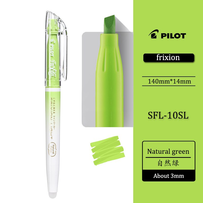 6 farvesæt pilot naturlig sfl -10sl frixion sletbar highlighter pastelfarve fluorescerende markørpen 6 farver: Naturlig grøn
