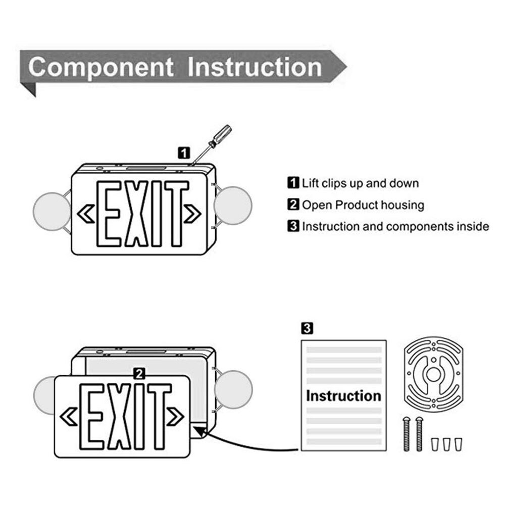 EXIT Sign with Emergency Light Red EXIT Compact Combo Hardwired High Output LED Fire Emergency Light Adjustable Tool N19