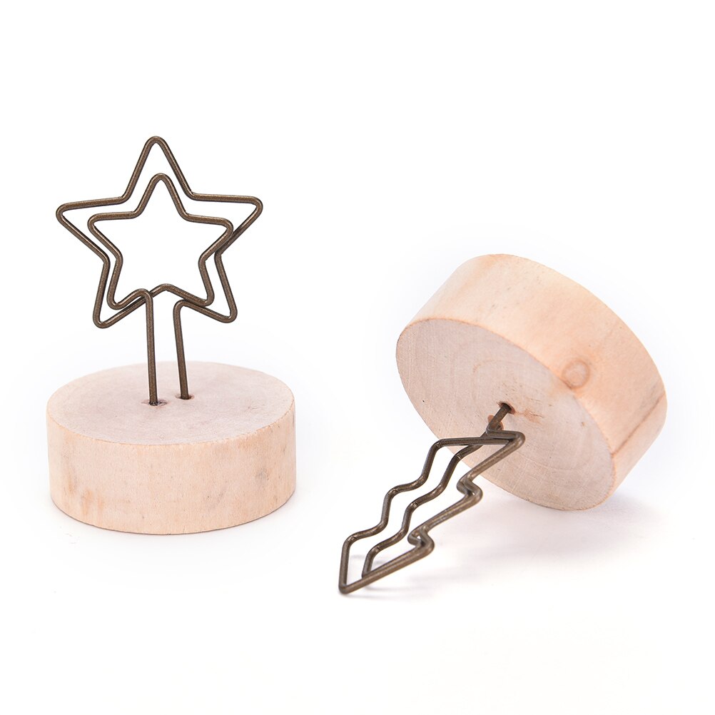 9 styles Wooden Small Clamps Natural Wood Memo Pincer Clips Paper Photo Clip Holder Stand Ornament