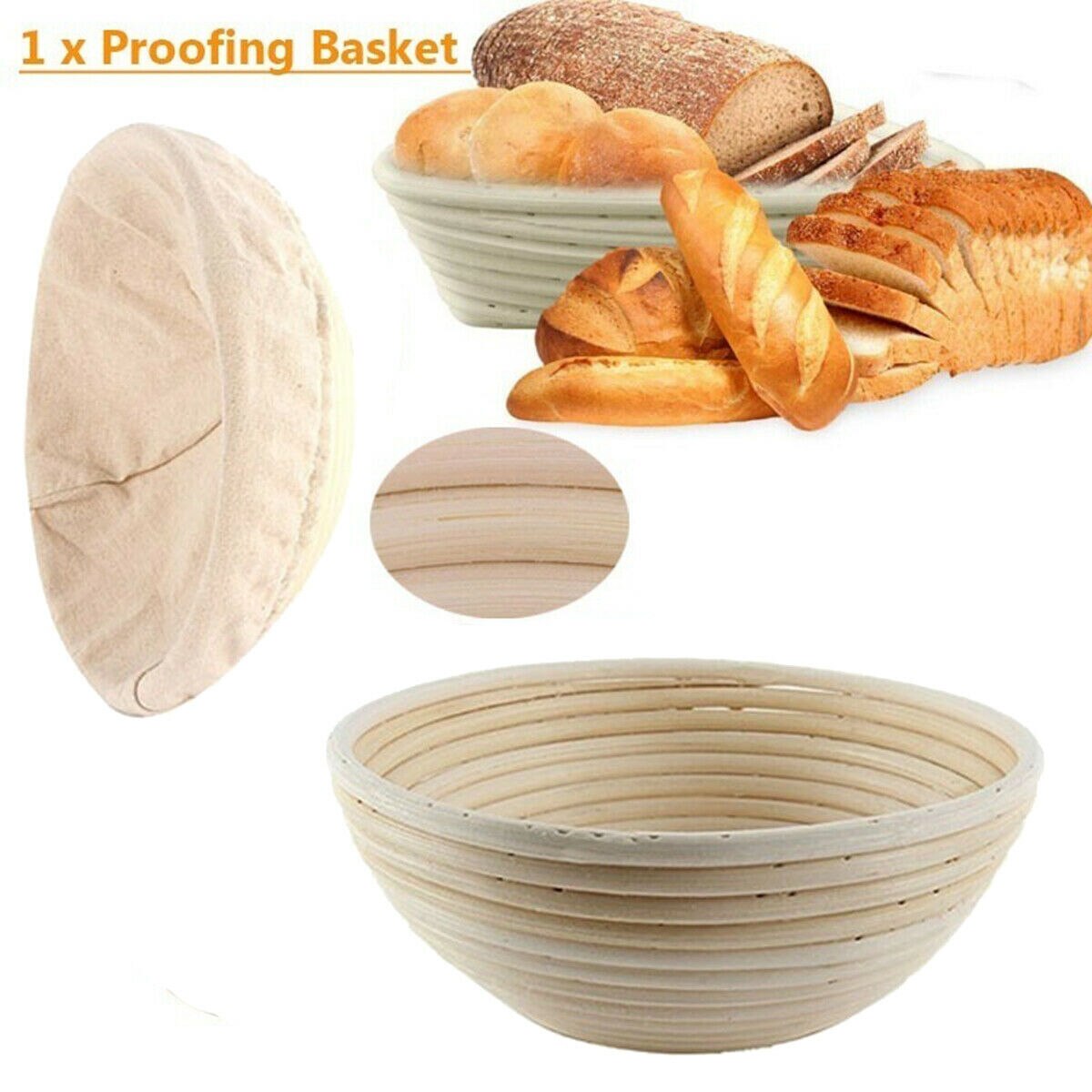 Round Banneton Dough Rising Rattan Bread Proofing Baskets for Home Baking USJ99