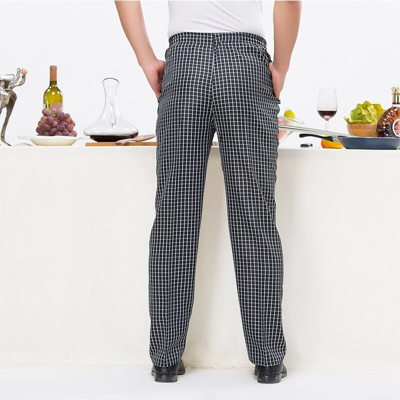 mannen Casual Plaid Elastische Riem Broek Hotel Food Service Westerse Restaurant Chef Broek Cafe Ober Werk Broek & zakken