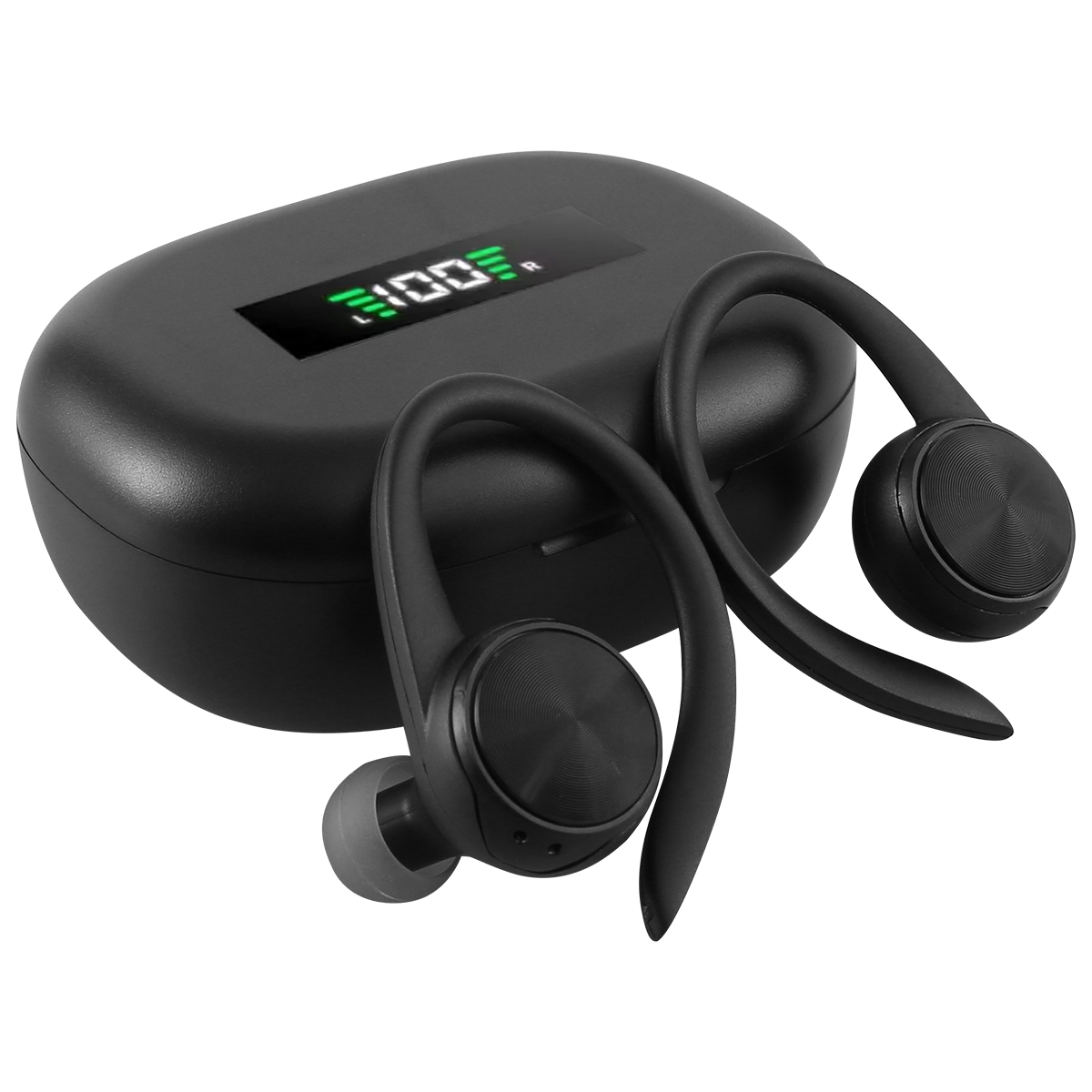 Bezprzewodowe słuchawki sportowe Bluetooth 5.0 IPX5 z etui ładującym 500mAh, zaczepy na uszy, słuchawki douszne 3D HiFi, bezprzewodowy zestaw słuchawkowy: Default Title