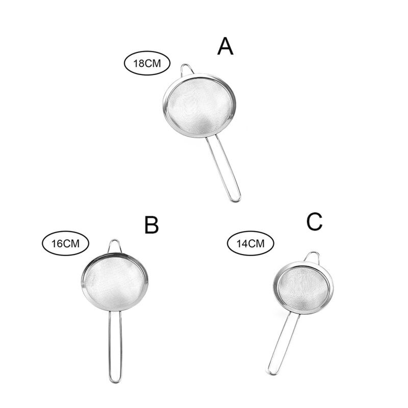 Kjøkken matlagingsverktøy 304 rustfritt stål kjøkken mel sil håndholdt skjerm netting sil mel sil olje sil dørslag 1