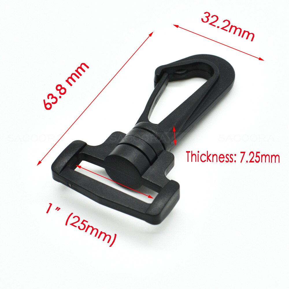 Band 1/2 "~ 2 " plastic draaibare karabijnhaken hardware zijsluiting paracord rugzakriemen tasonderdelen 6 maten