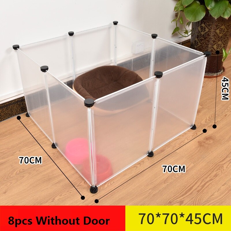 Pet Fences Transparent DIY Outdoor Enclosure Pet Playpen for Rabbits Guinea Pigs Puppy Cat Run Kennel Playing Sleeping Room: 8pcs Without Door