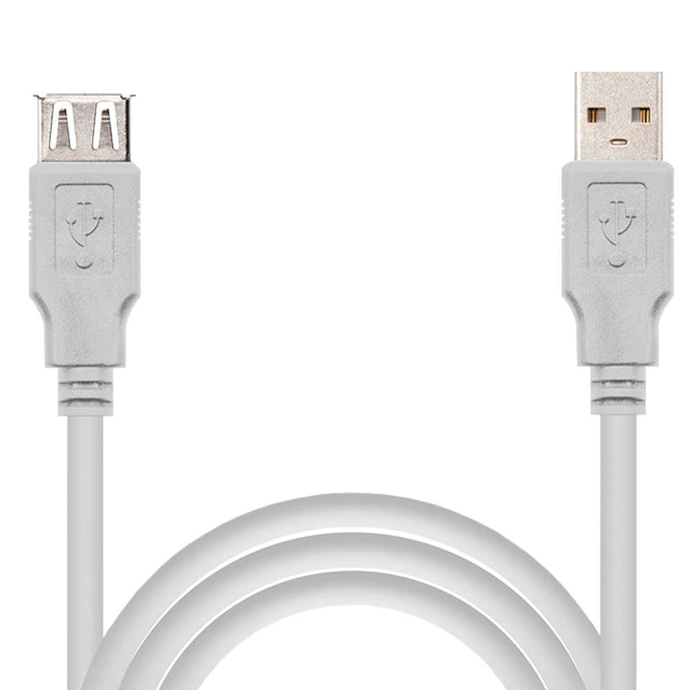 Nanokable 10.01.0202 1m USB 2.0 typ rozszerzenie męskie i żeńskie kabel beżowy przedłużacz ołowiu do drukarki PC Laptop