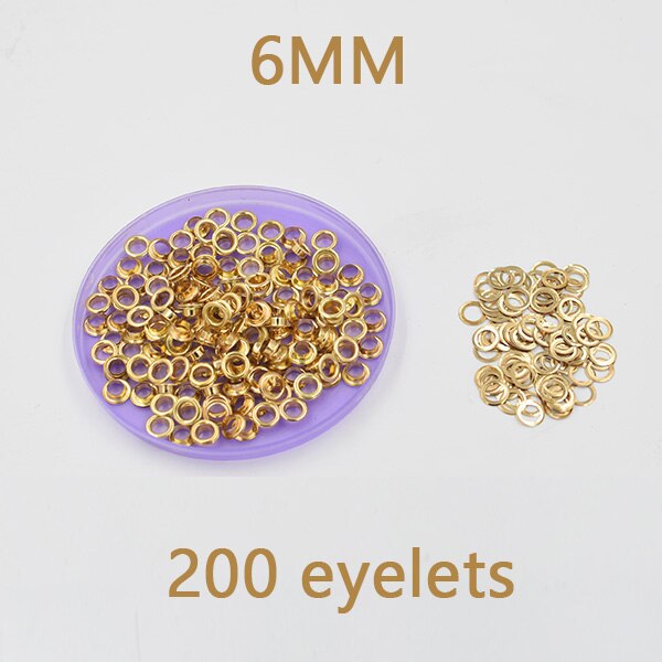 200 set paket 400#  öljetter 6mm nitar knapphål öglor spänne: 200 öglor