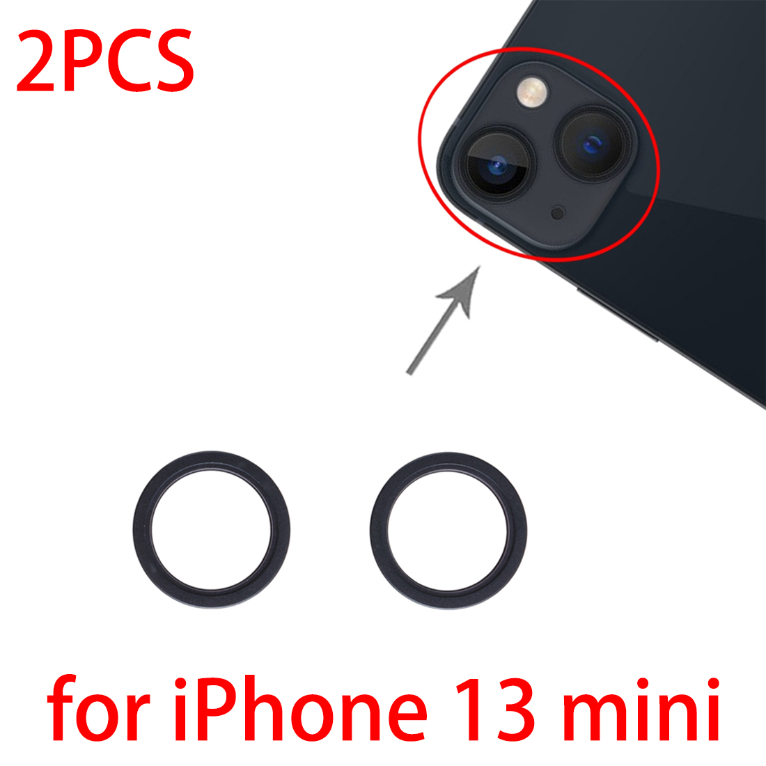 2 Stuks Achter Camera Glas Lens Metalen Buiten Protector Hoop Ring Voor Iphone 13 Mini