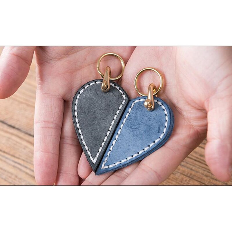 Leather Handmade Craft Key Ring Parts heart-shaped Sewing Pattern Acrylic Stencil Template Sewing Accessories with Holes 5x3cm