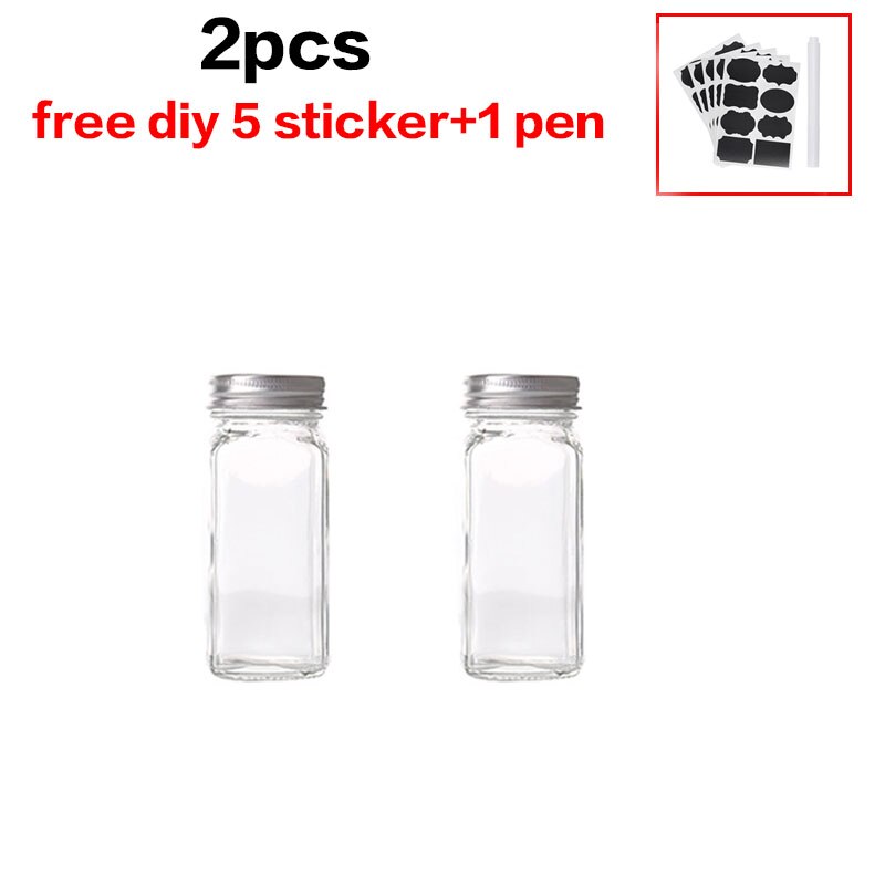 Tarros de vidrio para especias, caja de condimentos, tapa de olla, botella de condimentos, suministros de cocina de vidrio y materiales, juego de botes para salero: 2pcs