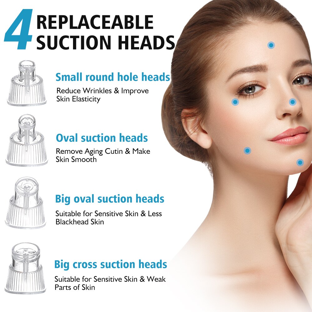 Electric Blackhead Remover Small Bubble Heated Facial Pores Clean USB Rechargeable Pore Vacuum Cleaner Pore Acne Pimple Remover
