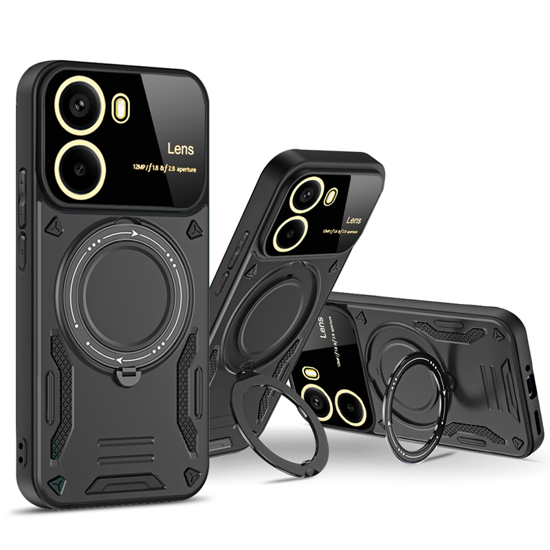 For POCO X7 Pro 5G Case Armor Magsafe Magnetic Ring Case For Xiaomi POCO X7Pro Wireless Charging Cover With Lens Protector