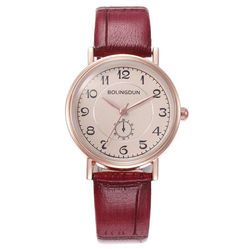 Zeer chique, stijlvolle dameshorloge, klassiek quartzhorloge van roestvrij staal, armbandhorloges, dameshorloges: Rood