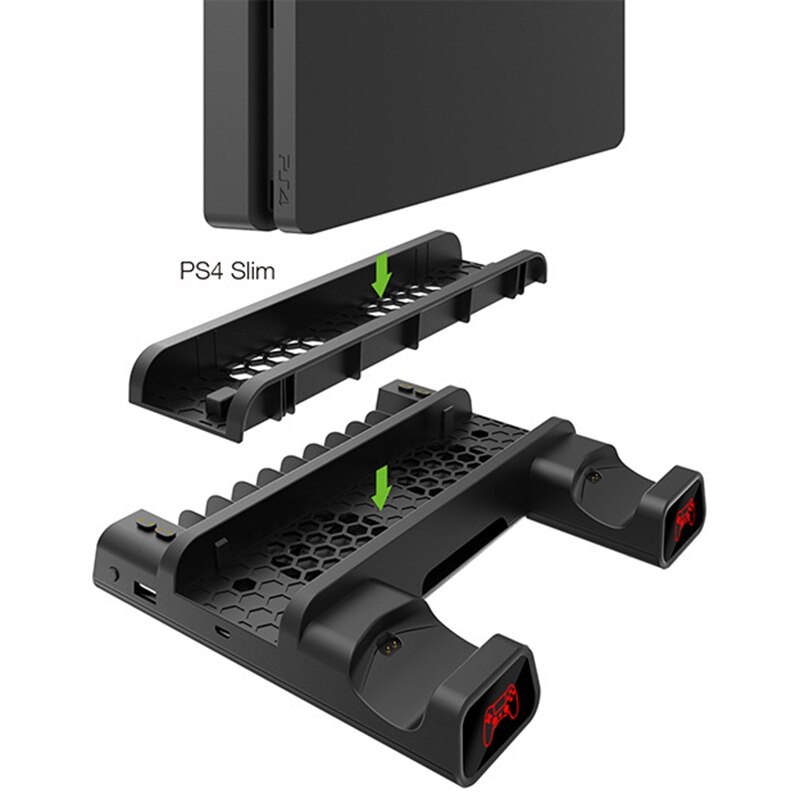 Suitable for PS4, PRO, SLIM Host Multifunctional Cooling Base Charging Base 3 in 1 Dual Base Charging Station