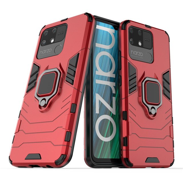 Coque pour Realme Narzo 50i/50A - Antichoc, Légère, Anti-rayures, Support Magnétique: Pour narzo 50A / Rouge