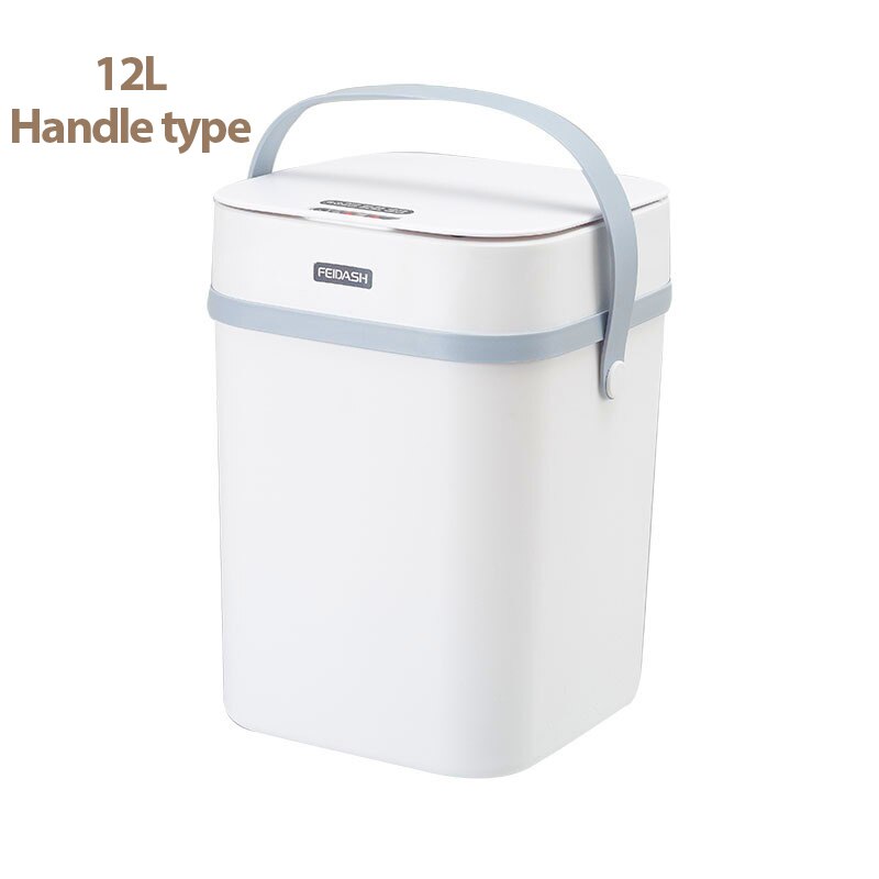 Smart Sensor Garbage Bin Automatic Induction Kicking Trash Can Kitchen Bathroom Trash Bin Toilet Waterproof Bin with Lid 10/12L: white 12L