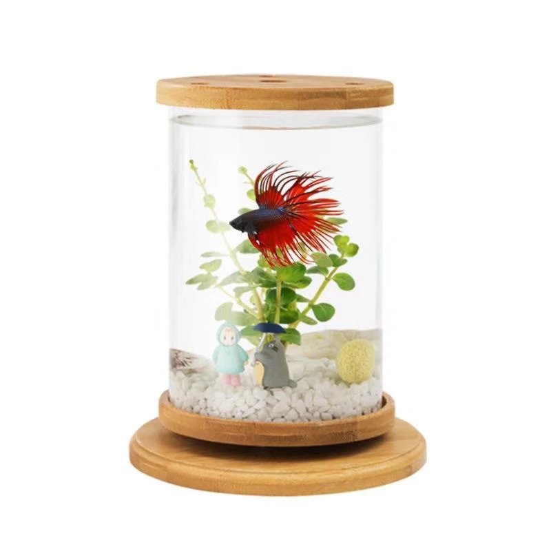 Aquarium ecological ornamental fish tank fighting fish tank micro-view rotating mini fish tank aquarium accessories