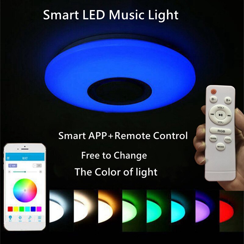 Smart LED APP + Remote Control Bluetooth Speaker with RGB Dimmable Ceiling Light Panel Lamp Loundspeaker Player For Kids Bedroom
