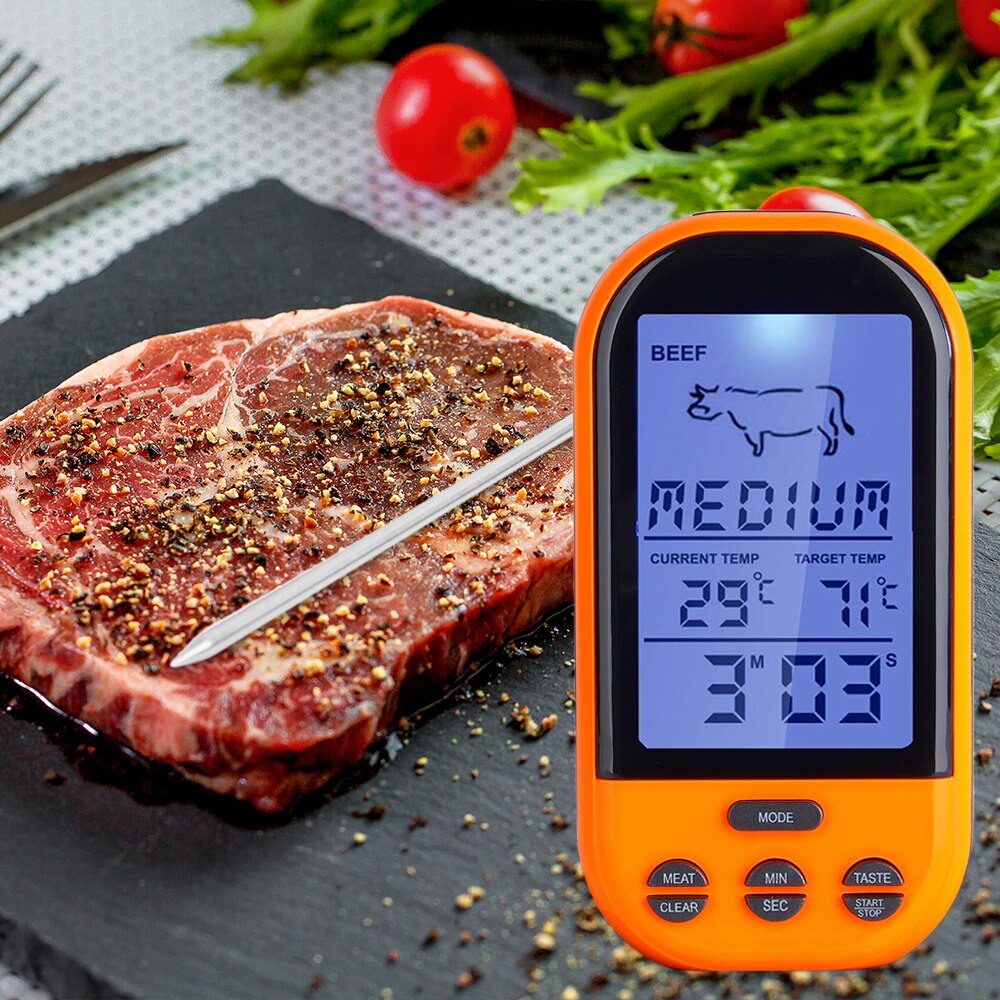 Trådlös fjärrkontroll digital termometer timer matlagning kött termometer sond kött biff bbq temperaturmätare kök matlagning verktyg