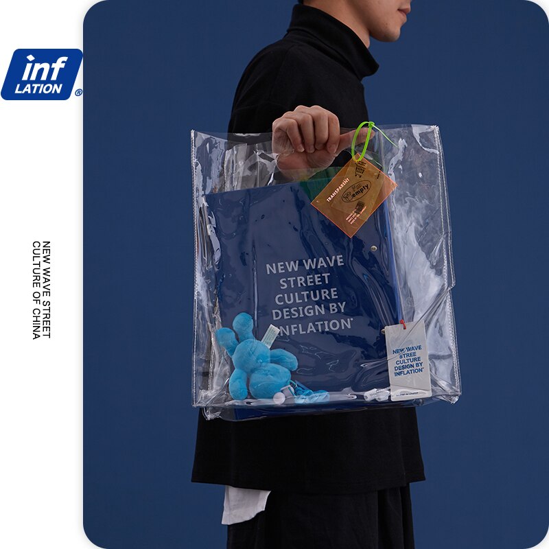 INFLATION Clear PVC Tote Large Transparent Plastic Beach Bags Summer Travel Bag Shopping Bag 177AI2018