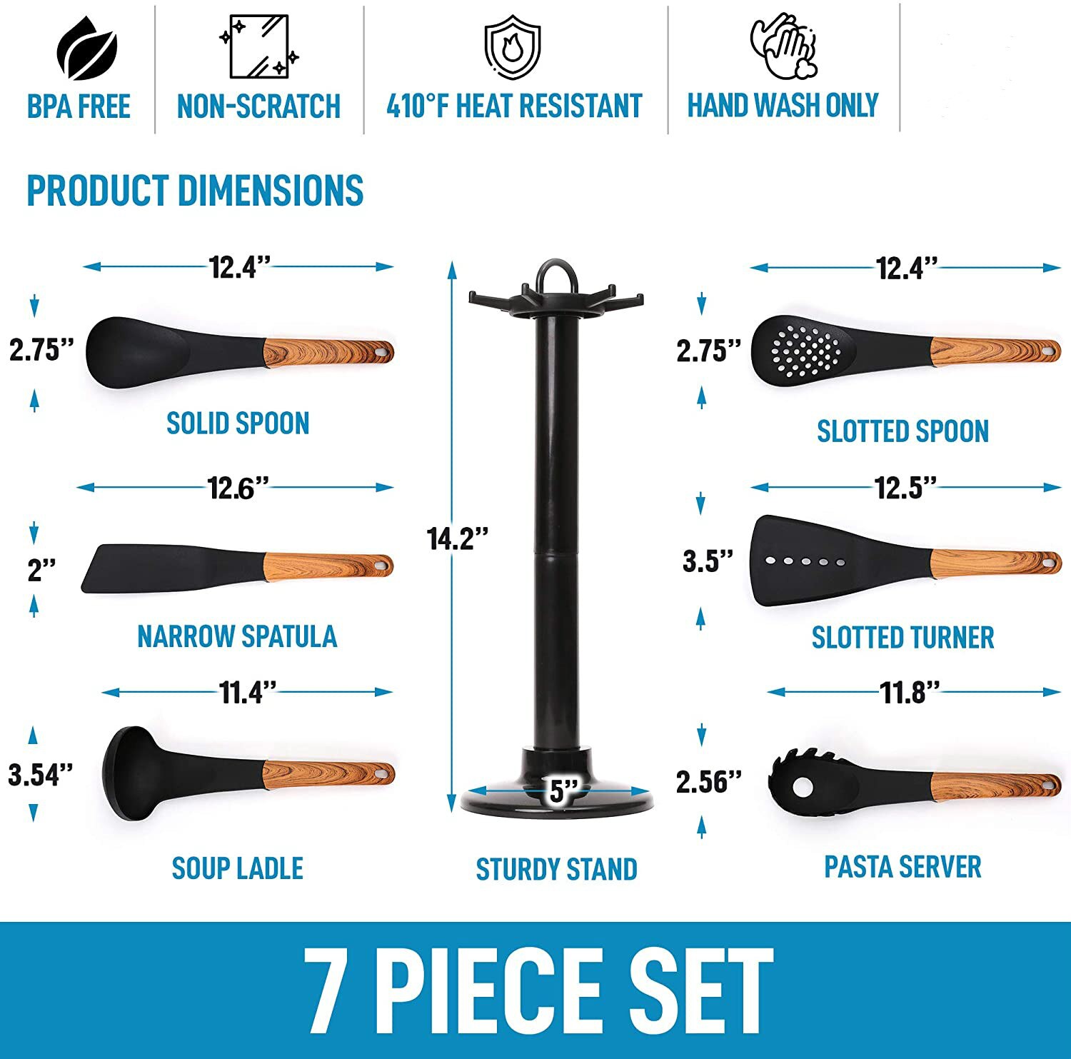 7-pieces Italian Kitchen Gadgets,cooking Utensils Set, Kitchen Utensils Set, Nylon Utensil Sets With Rotating