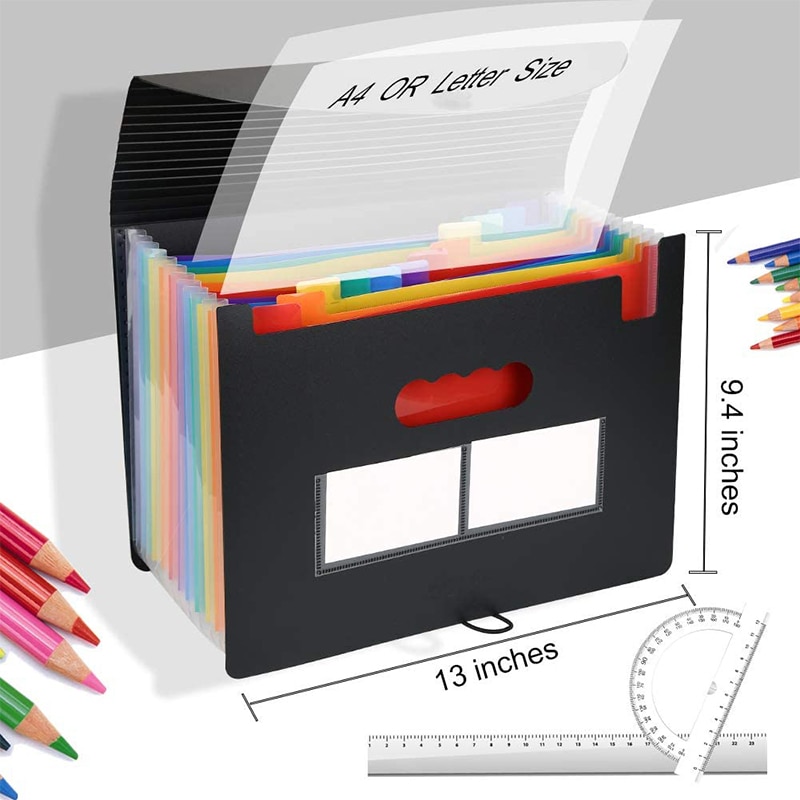 Rozkładana teczka 12 kieszenie Organizer na dokumenty pudełko na dokumenty, A4 akordeon rachunek/dokumenty/foldery paragonów z kolorowymi zakładkami
