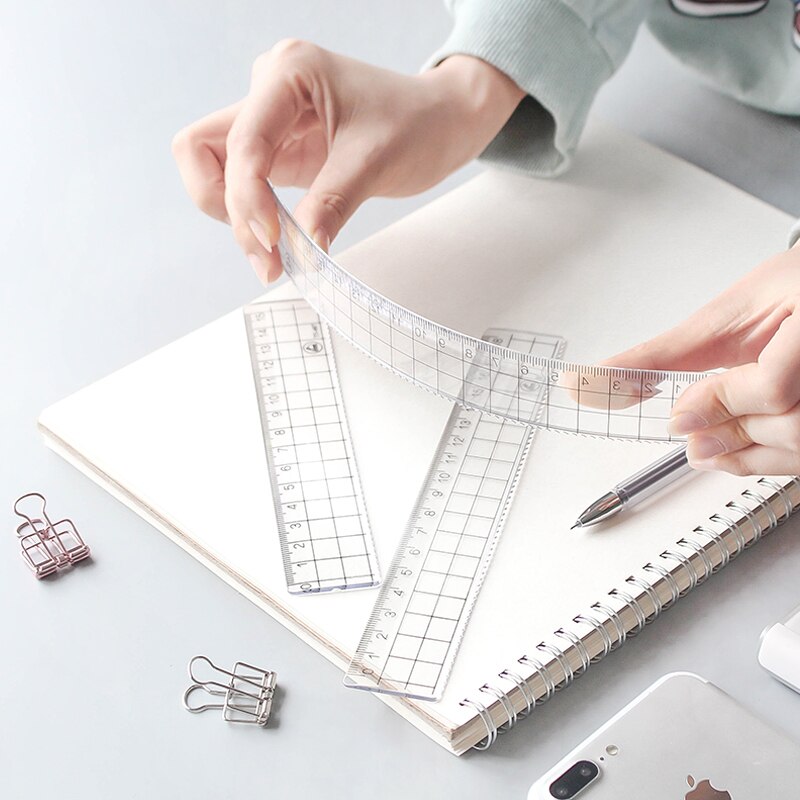 1pcs Simple 15cm 18cm 20cm Transparent Acrylic ruler square ruler Measuring tool stationery drawing supplies
