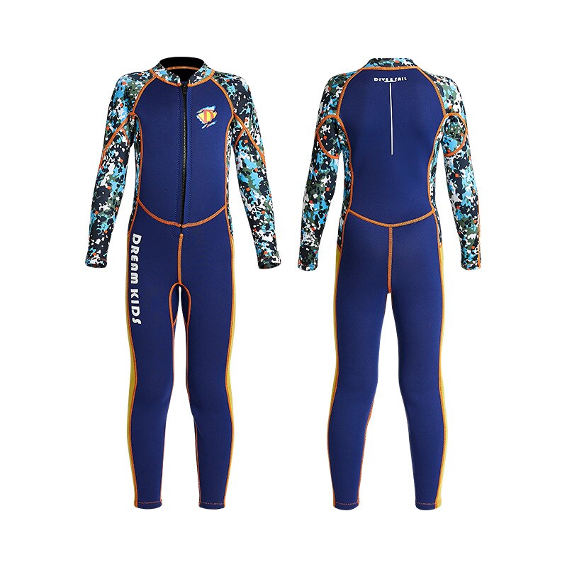 Boy&#39;s Full Body Wetsuit 2.5MM Neoprene Long-sleeved Warm Wetsuit One-piece Cold-proof Snorkeling Surfing Winter Swimsuit